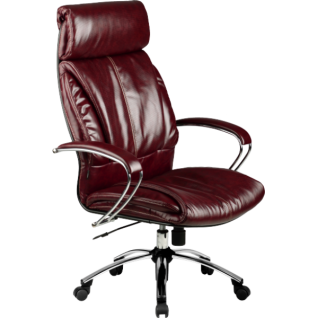 Кресло для руководителя из натуральной кожи LUX13 Коричневый + Хромированное пятилучие
