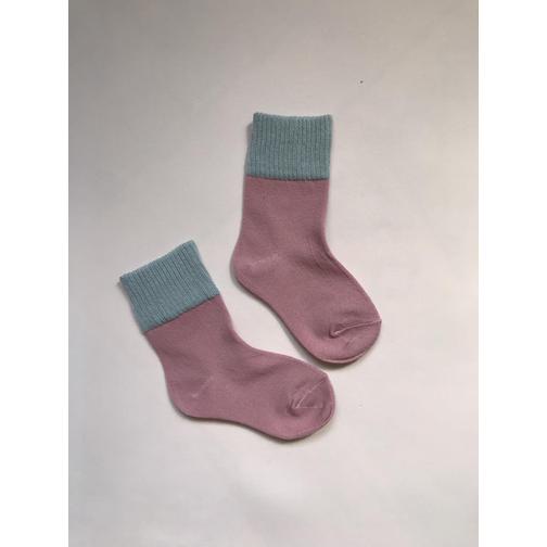 3870 носки детские двухцветные серый розовый Роза (12-18) (14) 42479922