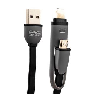 USB дата-кабель COTEetCI A5 (рулетка) series combo retractable cable для Lightning cable&Android (1.0 м) - CS2040-BK Черный