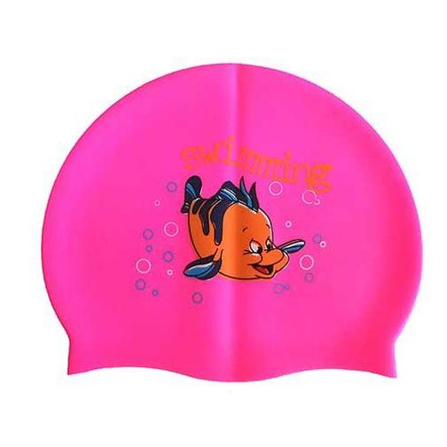 Шапочка для плавания силиконовая с рисунком Dobest Rh-с10 (розовая) 42220498