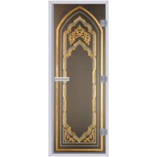 Дверь 60G для хамама (турецкой бани) 7х 19, бронза матовое рисунок Восточный 1