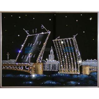 Картина "Разводной мост в сиянии звезд" со стразами Swarovski