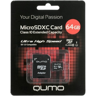 QUMO  microSDXC Class 10 UHS-I Card 64GB + SD adapter