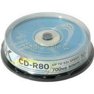 Диск CD-R TDK 700MB, 52x, КОМПЛЕКТ 10шт, пластик.контейнер