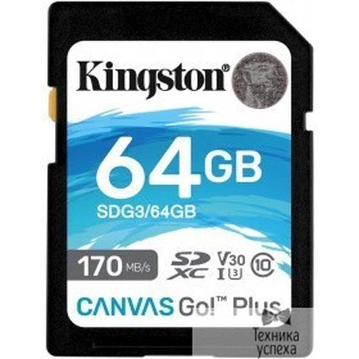Kingston Карта Памяти 64Gb Kingston Canvas Go Plus SDXC UHS-I U3 V30 SDG3/64GB 42568979
