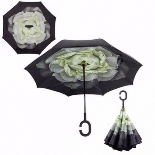 Обратный зонт наоборот Антизонт Белый пион Umbrella 37697875 2