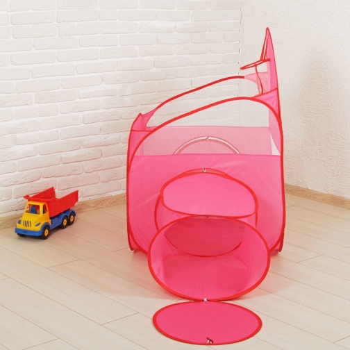 Сухой бассейн-манеж для шариков с тоннелем и корзинкой, розовый 37737788 3