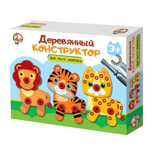 Развивающие игрушки для малышей Десятое Королевство Десятое Королевство TD02858 Конструктор деревянный "Лев, тигр, леопард" 42391123