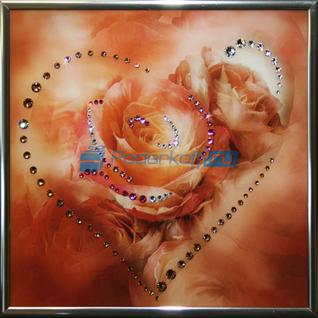 Картина "Цвет сердца - оранжевый" со стразами Swarovski