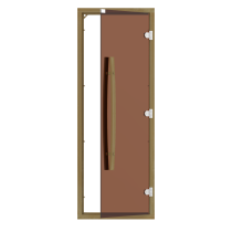 Дверь SAWO 741-4SGA-1, бронза с порогом с вертикальной изогнутой ручкой 558, универсальная, осина