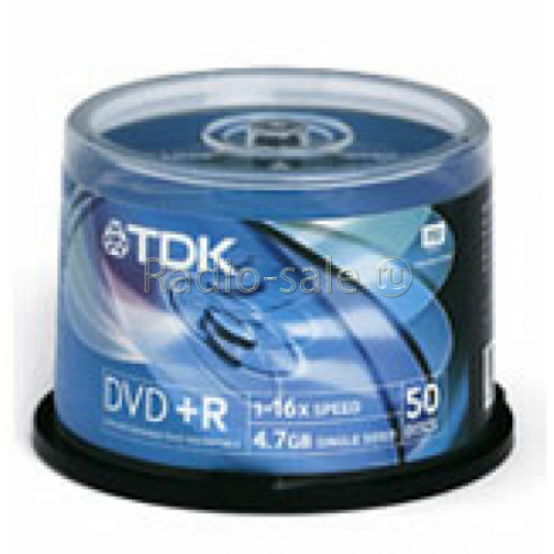 Диск DVD+R TDK 4,7GB, 16x, комплект 50шт, пластик. контейнер 1318022