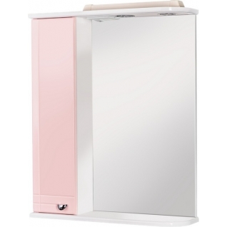 Зеркало-шкафа Домино Блик 55 левосторонний розовый со светильником