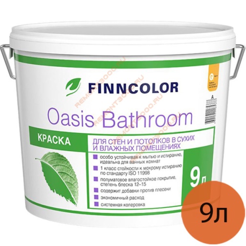 ФИННКОЛОР Оазис Басрум краска для влажных помещений (9л) / FINNCOLOR Oasis Bathroom краска для стен и потолков во влажных помещениях (9л) Финнколор 38086731