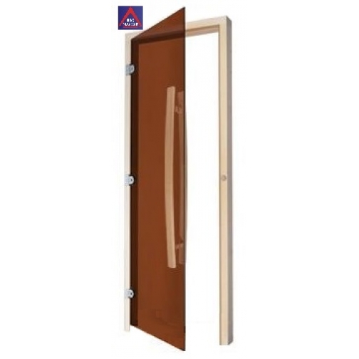 Дверь SAWO 741-3SGA-L-1, бронза без порога с вертикальной изогнутой ручкой 558, левая, осина 6012757