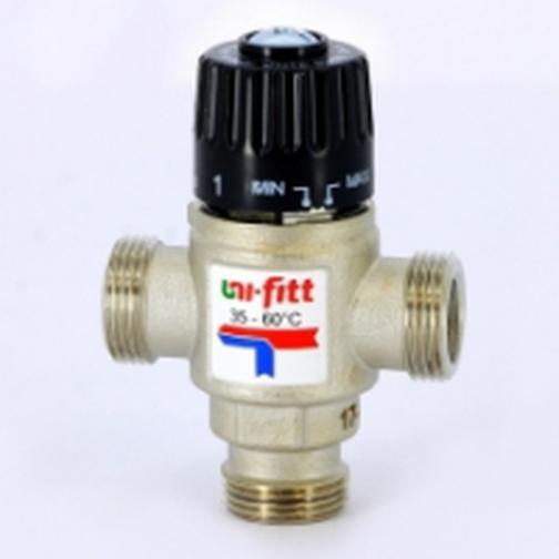 Клапан термосмесительный Uni-Fitt 1'' нар/нар/нар боковое смешение 35-60 град (Италия) 42374988