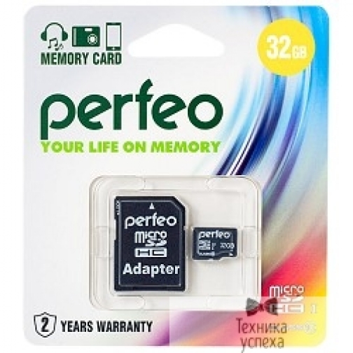 Perfeo Micro SecureDigital 32Gb Perfeo PF32GMCSH10A MicroSDHC Class 10, SD adapter 6872347