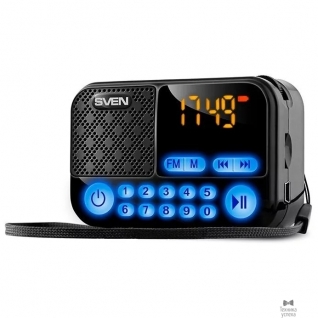Sven SVEN PS-25, черный (3 Вт, FM-тюнер, USB, microSD, LED-дисплей,