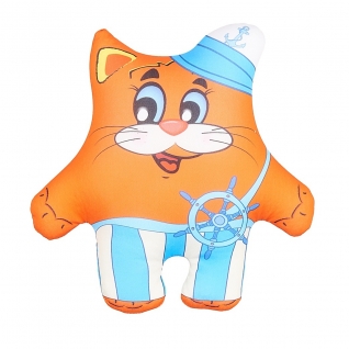 Антистрессовая подушка-игрушка "Кот морячок-6", оранжевый, 27.5 см Оранжевый кот
