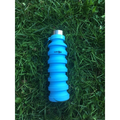 Бутылка для воды силиконовая складная гофра 500 мл голубая Hobbyxit 37697920