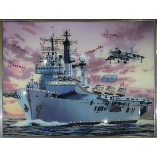 Картина "Военный корабль на закате" со стразами Swarovski