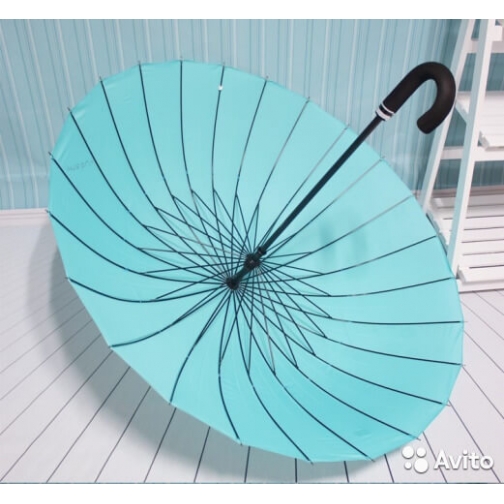 Зонт трость голубой 24 спицы, Mabu 37455811 2