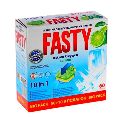 Fasty Active Oxygen Lemon для посудомоечных машин, 60шт 42631779