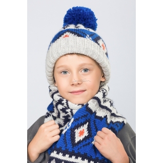 Шапка и шарф для мальчика HD 4019 синие