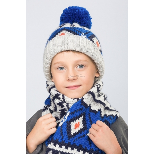 Шапка и шарф для мальчика HD 4019 синие 8171286