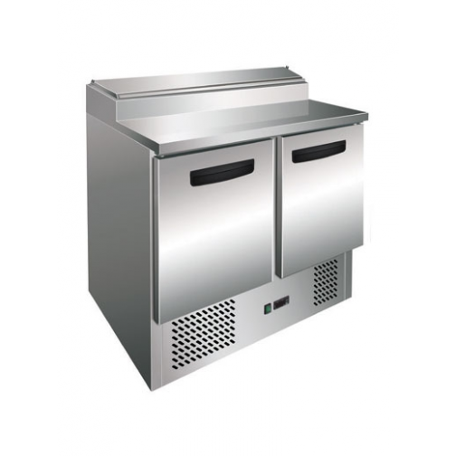 Gastrorag Холодильник-рабочий стол для пиццы GASTRORAG PS200 SEC+2...+10оС, 260 л, 2 дверцы, охлаждаемое гнездо с крышкой вместимостью 5 GN 1/6, снаружи - нерж.сталь 304/430, внутри - алюминий 9188509