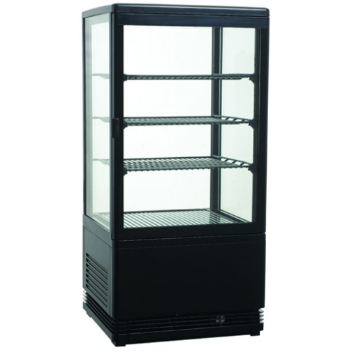 Gastrorag Холодильный шкаф витринного типа GASTRORAG RT-78B0…+12оС, 78 л, панорамный, 1 распашная стеклянная дверца, подсветка, 3 полки-решетки, цвет черный 9188530
