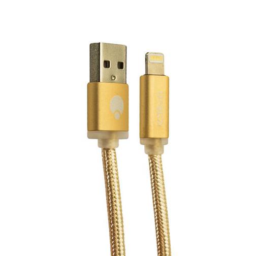 USB дата-кабель COTEetCI M30 NYLON series Lightning cable с индикатором CS2127-3M-GD (3.0 м) Золотистый 42531143