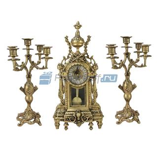 Набор "Корона", часы каминные с маятником, с канделябрами, 3 предмета
