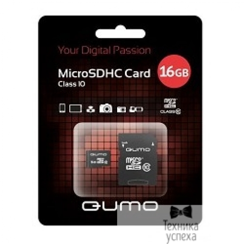 Qumo Micro SecureDigital 16Gb QUMO QM16GMICSDHC10U1 MicroSDHC Class 10 UHS-I, SD adapter 6872321