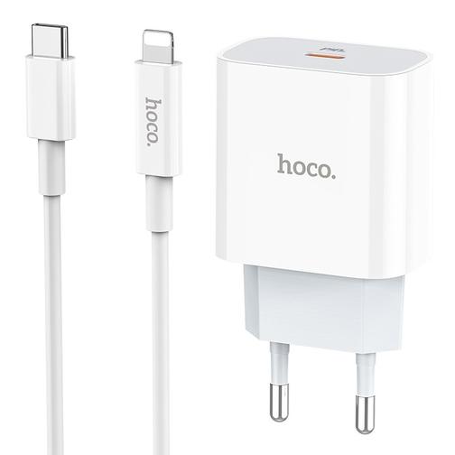 Адаптер питания Hoco C76A Speed source PD+QC 3.0 charger с кабелем Lightning to Type-C (USB-C: 5V max 3.0A/20Вт) Белый 42793782