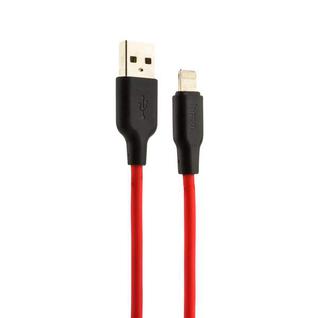 USB дата-кабель Hoco X21 Silicone Lightning (1.2 м) Black & Red