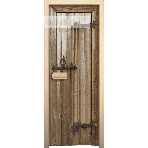 Дверь для бани или сауны стеклянная Арт-серия с рисунком Глассджет старое дерево, липа 5900576