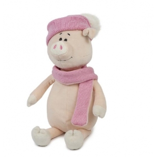 Мягкая игрушка "Свинка Глаша" в шапке и шарфе, 22 см Maxitoys