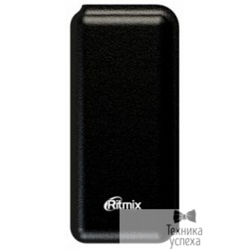 Ritmix Ritmix Power bank Li-Ion узкий 6,4см, ёмкость 10 000мАч выход 2xUSB 5В 2,1А, фонарик + световой индикатор заряда, размер 145*65*22, цвет: чёрный поверхность 