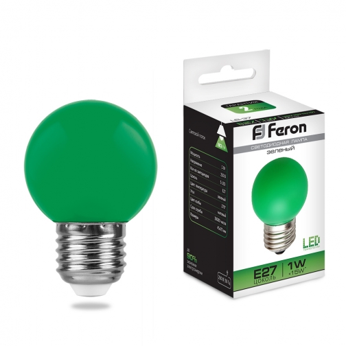 Светодиодная лампа Feron LB-37 (1W) 230V E27 зеленый 8164260
