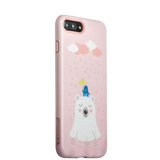 Набор iBacks Lady's 2-piece Suit - Сонный Медведь зеркало&гребень&накладка для iPhone 8 Plus/ 7 Plus (5.5") - (ip70003) Розовый