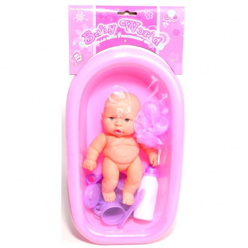 Пупс в ванночке Baby World, с аксессуарами, 21 см Shenzhen Toys 37720516