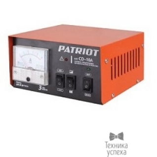 Patriot Зарядное устройство PATRIOT BCI-10A 650303410 Вход.напр. 1ф - 220В ±15%; потреб.мощ 0,4 кВА; напряжен.зарядки 6/12В; ток зарядки макс. 10А; емк.бат. 10-150А/час; вес 1,3 кг.