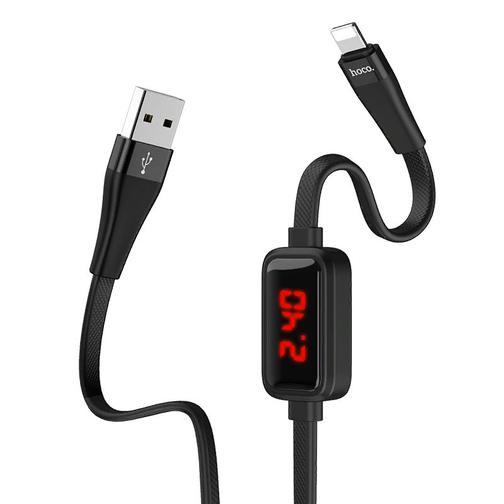 USB дата-кабель Hoco S4 Charging data cable with timing display for Lightning с дисплеем 1.2м Черный 42896379