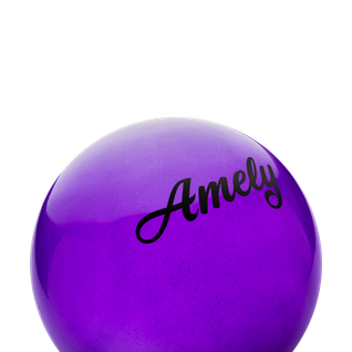 Мяч для художественной гимнастики Amely Agb-102, 19 см, фиолетовый, с блестками