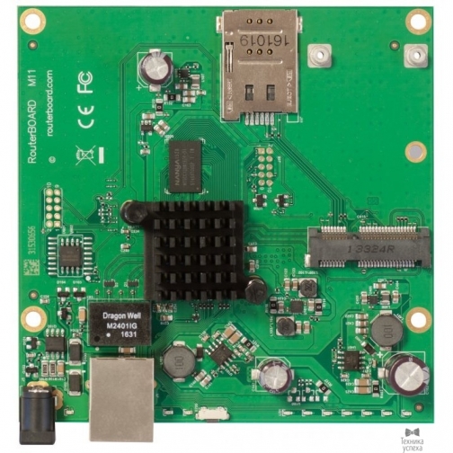 Mikrotik MikroTik RBM11G Плата, 2x 880 МГц, 1G Ethernet, miniPCIe, SIM, PoE, Jack 9066343
