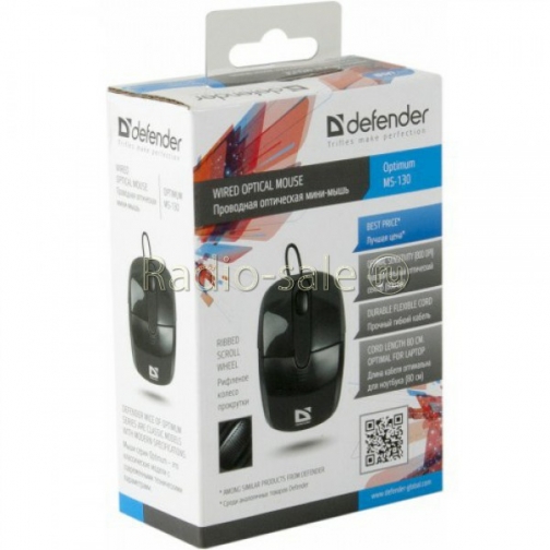Мышь Defender Optimum MS-130 Black (USB), 800dpi, черный 1310161