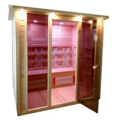 Инфракрасная сауна 4 - местная со стеклянной дверью и двумя стеклянными вставками 6012519