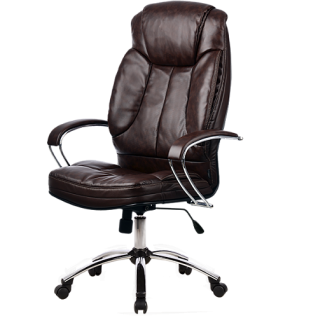 Кресло для руководителя из натуральной кожи LUX12 Коричневый + Хромированное пятилучие