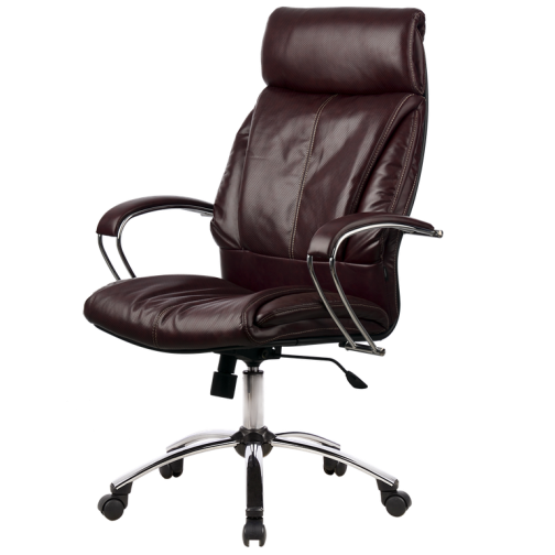 Кресло для руководителя из натуральной кожи LUX13 Бордовый + Хромированное пятилучие 8935140