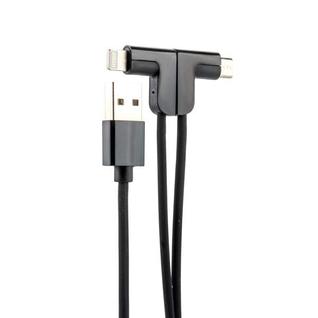 USB дата-кабель Hoco X12 One Pull Two L Shape Magnetic Adsorption Cable 2в1 Lightning&microUSB (1.2м) Black